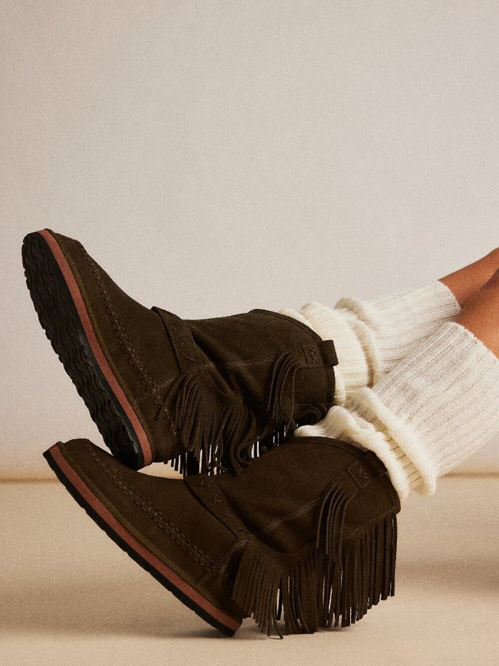 Free People Faye Fringe Pull-On Boots -Chocolate Suede-